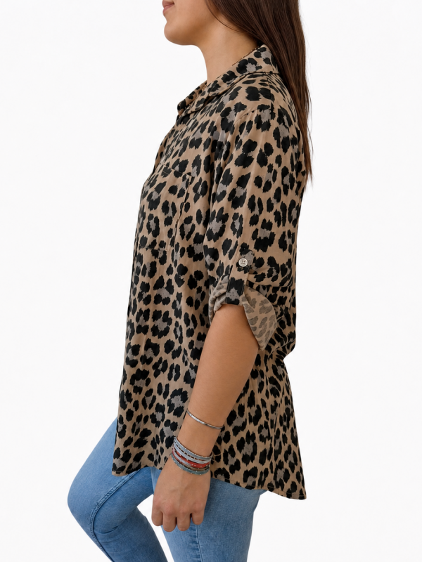 Bold Leopard Print Women’s Button Down Shirt