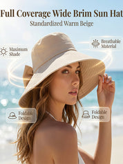 Women's Bow-Tie Wide-Brimmed Sun Hat