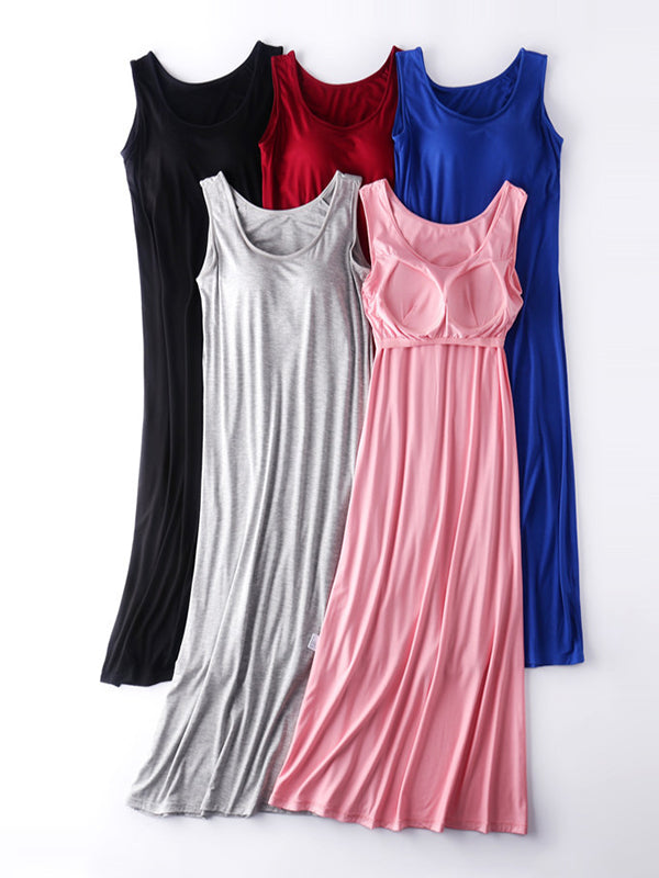Plus Size Long Modal Dress Built-in Bra