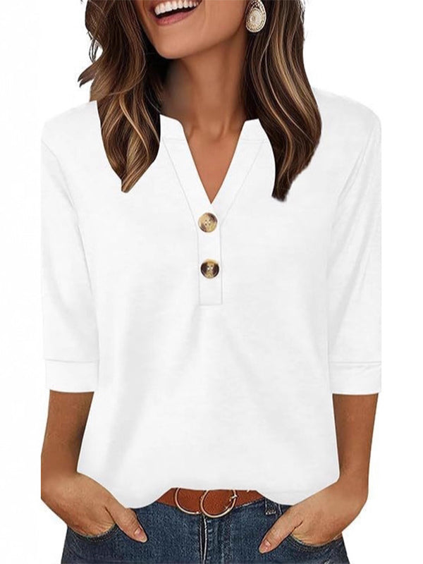 Womens V Neck 3/4 Sleeve Tops