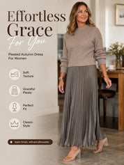 Sweater-Spliced Pleated Maxi Dress