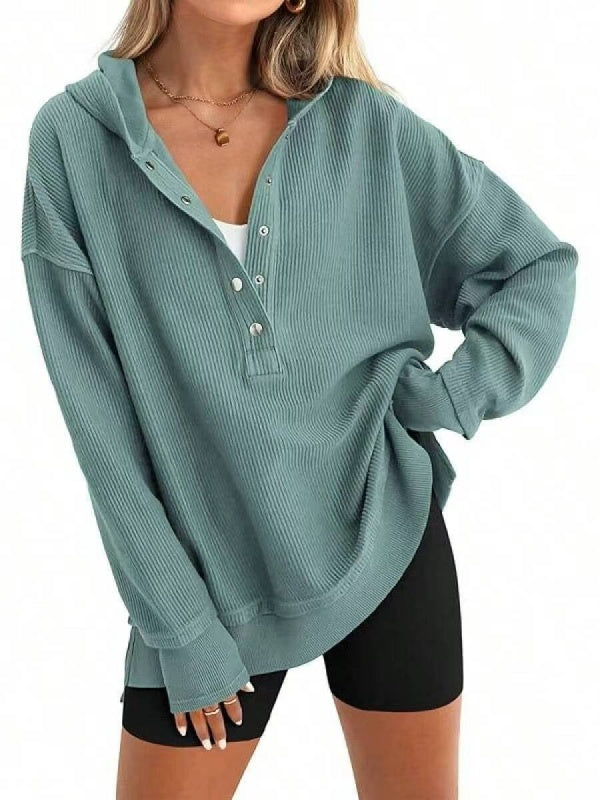 Oversized Collared Ribbed Sweatshirt