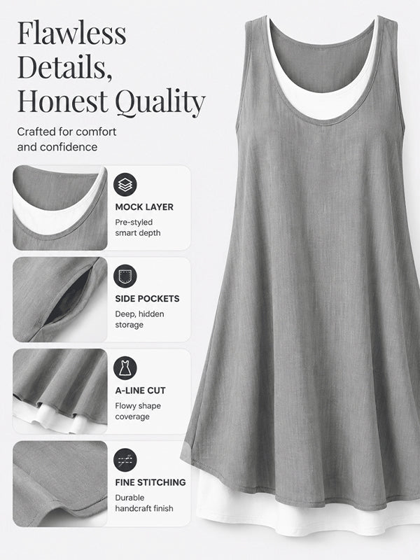 Casual Vacation Colorblock Sleeveless Summer Dress