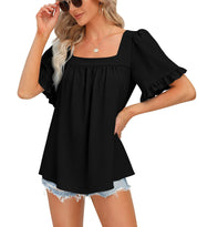 Womens Peplum Sqaure Neck Blouses