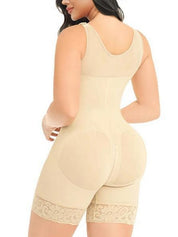Women's built-in bra shapewear with zipper crotch
