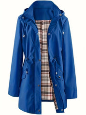 Solid Color Drawstring Zip Up Hooded Coat