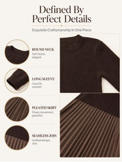 Sweater-Spliced Pleated Maxi Dress