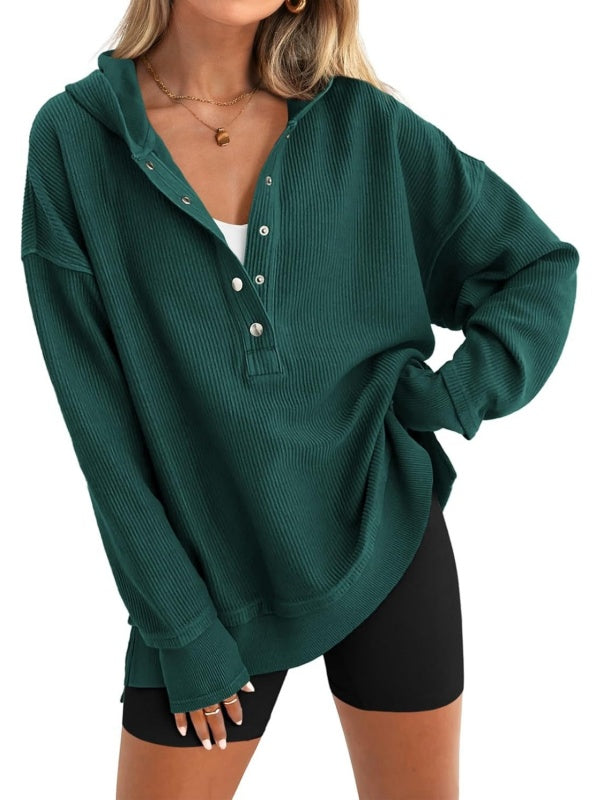 Oversized Collared Ribbed Sweatshirt