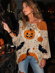 Halloween Loose Fit Batwing Knit Sweater