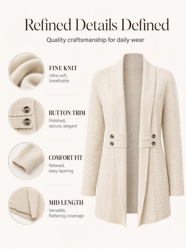 Women's Casual Double-Breasted Knit Cardigan