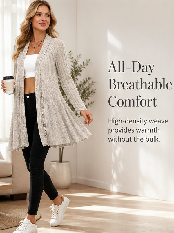 Ruffle Hem Open Front Cardigan