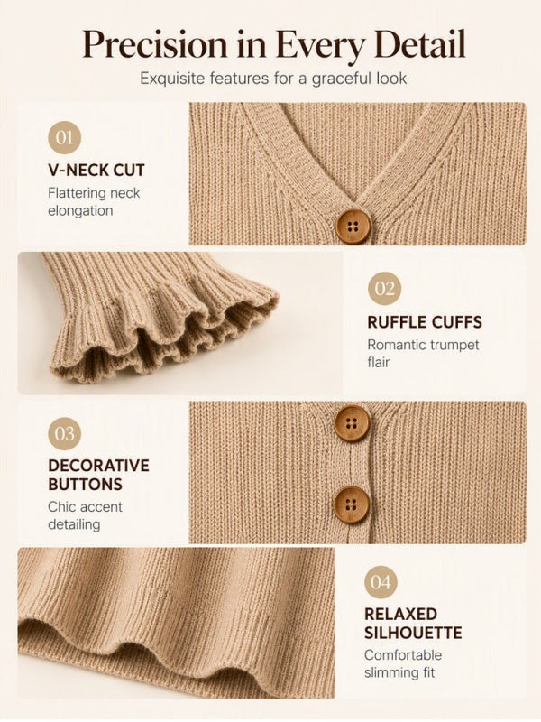 V-Neck Ribbed Knit Pullover Sweater