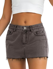 Y2K Mid Low Rise Corduroy A Line Mini Skirt