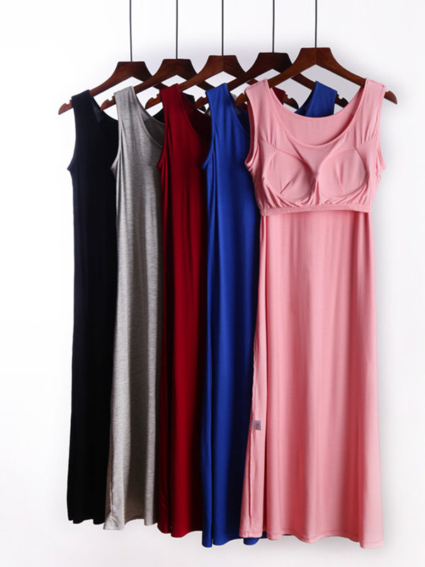 Plus Size Long Modal Dress Built-in Bra