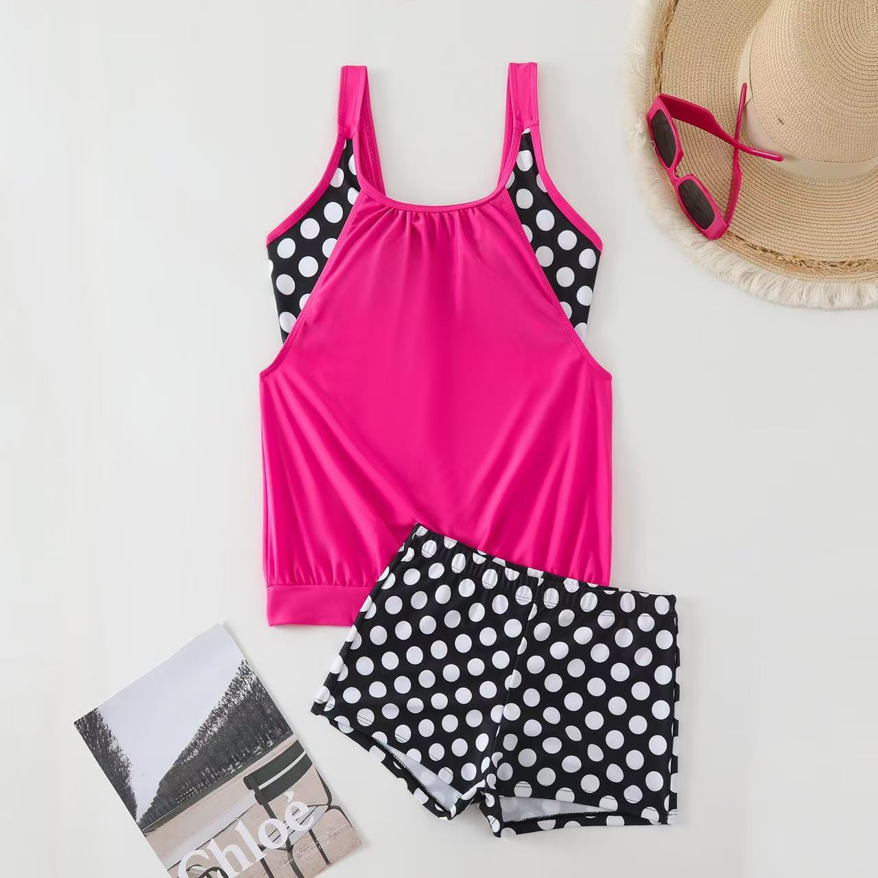 Tankini Swimsuit Set with Adjustable Sides
