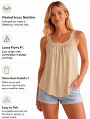 Solid Color Pleated Tank Top