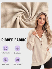 Oversized Collared Ribbed Sweatshirt