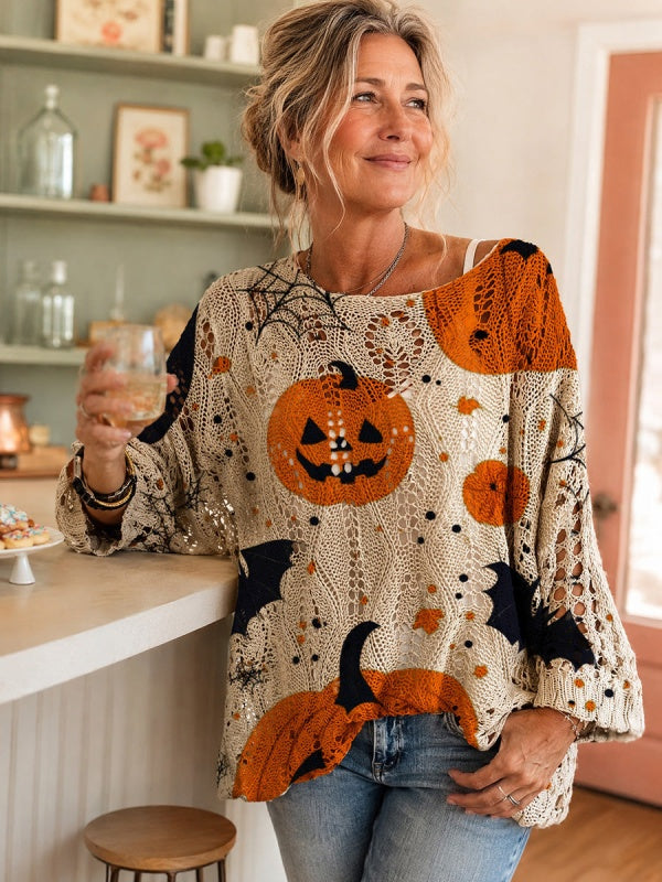 Halloween Loose Fit Batwing Knit Sweater