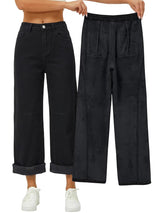 Straight Leg Boyfriend Jeans for Women, Mid-High Rise Loose Fit Denim Pants with Pocket