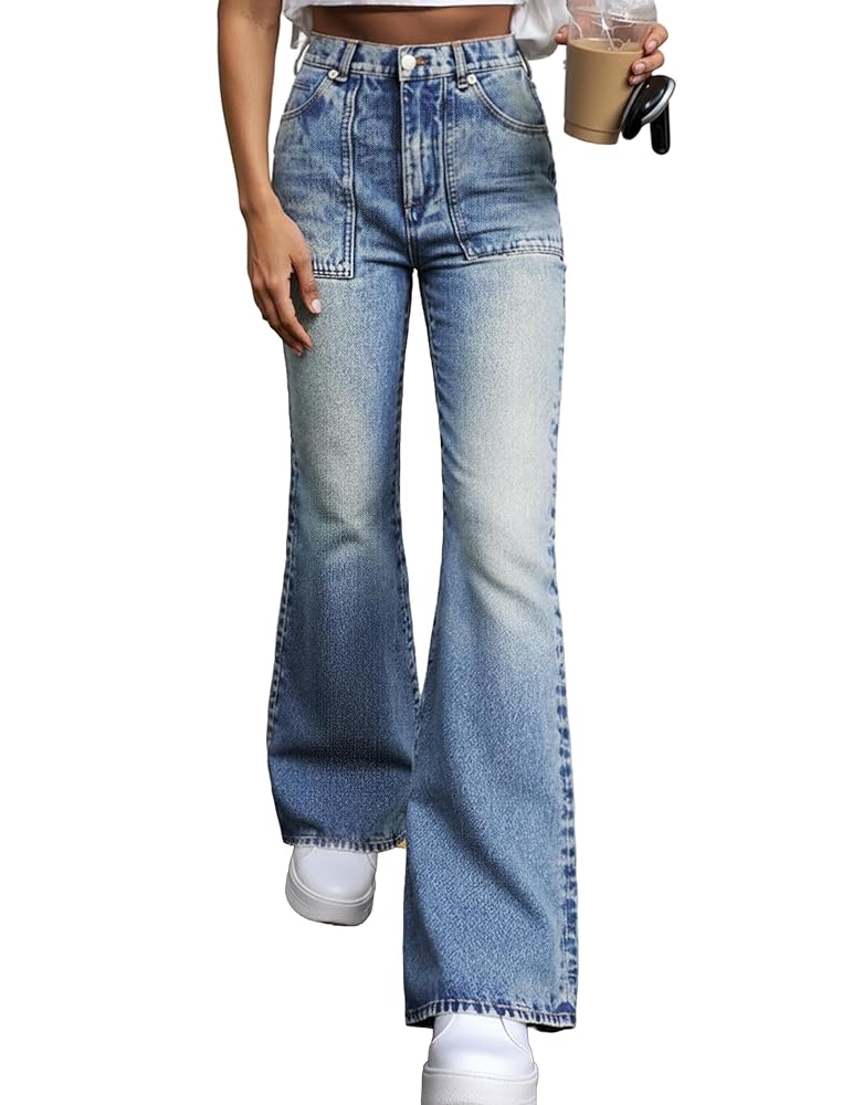 Mid Waisted Stretchy Bootcut Flare Denim Pants