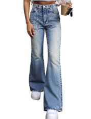Mid Waisted Stretchy Bootcut Flare Denim Pants