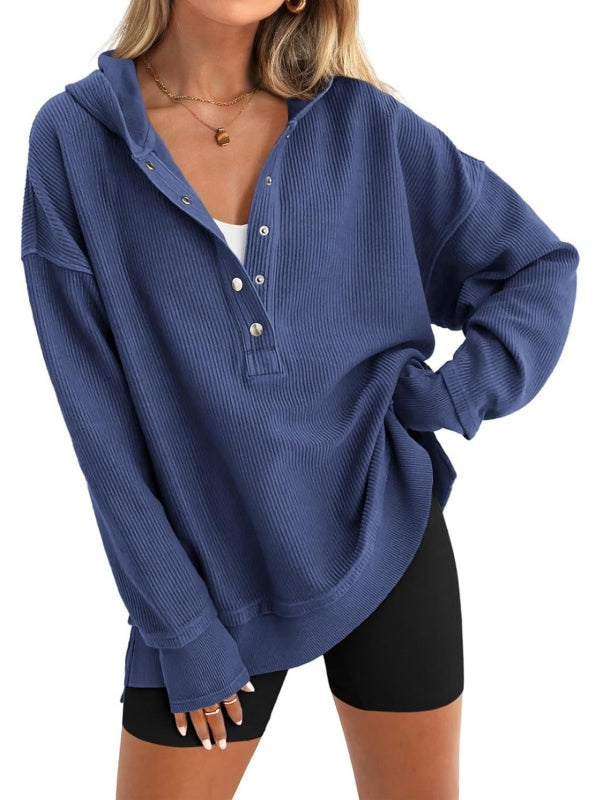 Oversized Collared Ribbed Sweatshirt