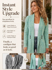 Women's Casual Double-Breasted Knit Cardigan