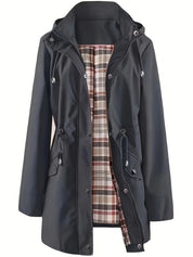 Solid Color Drawstring Zip Up Hooded Coat