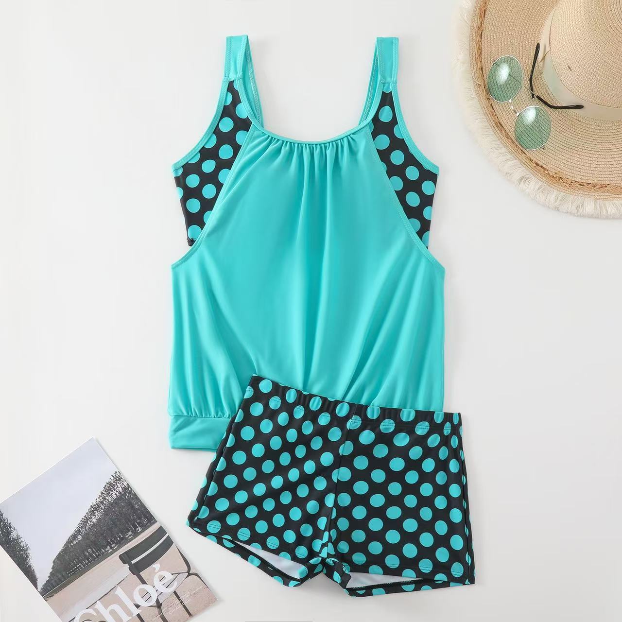 Tankini Swimsuit Set with Adjustable Sides