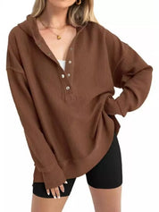 Oversized Collared Ribbed Sweatshirt