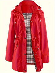Solid Color Drawstring Zip Up Hooded Coat