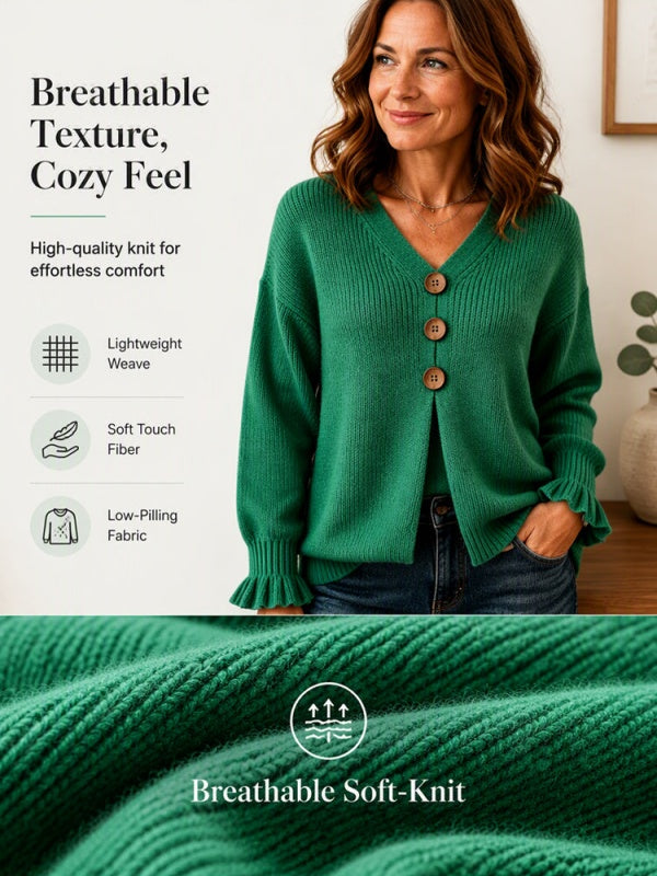 V-Neck Ribbed Knit Pullover Sweater