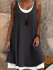 Casual Vacation Colorblock Sleeveless Summer Dress