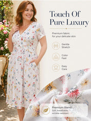 Women's V-Neck Floral Print Dress with Twist Waist