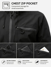 Plain Waterproof Windproof Drawstring Zip Up Jacket