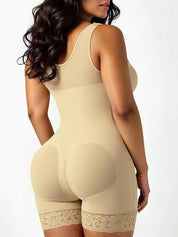 Women's built-in bra shapewear with zipper crotch