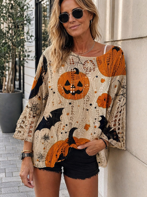 Halloween Loose Fit Batwing Knit Sweater