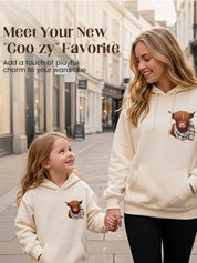 Highland Cow Print Fleece-Lined Hoodie