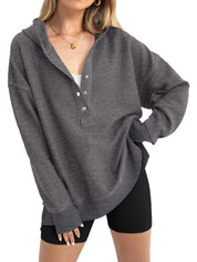 Oversized Collared Ribbed Sweatshirt