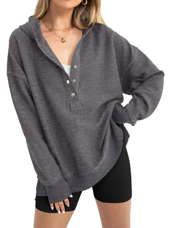 Oversized Collared Ribbed Sweatshirt
