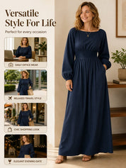 Striped Elastic Waist Maxi Dress