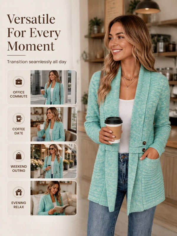 Women's Casual Double-Breasted Knit Cardigan