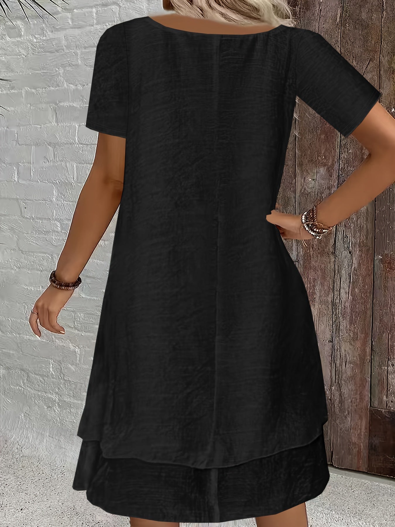 Flowing Sleeveless Double Layer Hem Dress