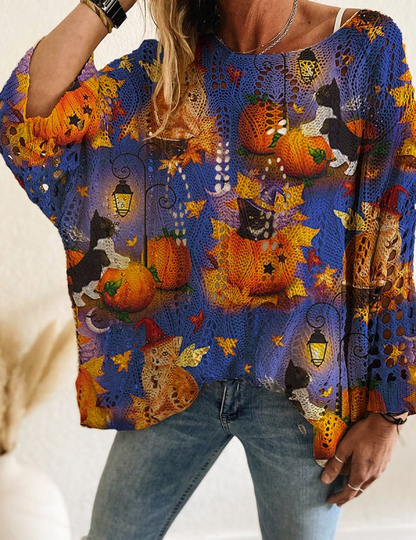 Halloween Loose Fit Batwing Knit Sweater