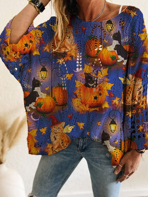 Halloween Loose Fit Batwing Knit Sweater