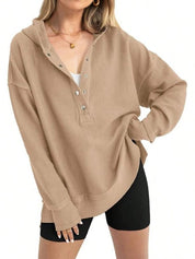 Oversized Collared Ribbed Sweatshirt