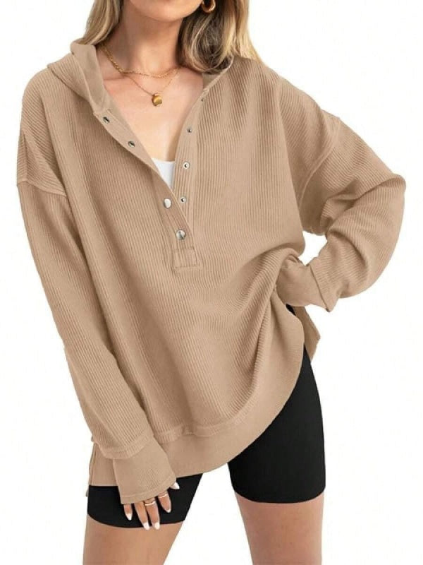 Oversized Collared Ribbed Sweatshirt