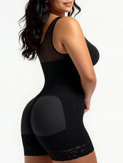 Women's built-in bra shapewear with zipper crotch
