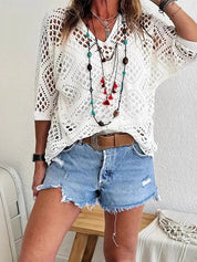 Women's Crochet Top with V-Neck