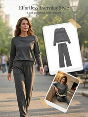 Crew Neck Drawstring Two-Piece Lounge Set
